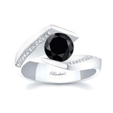 Tension Setting Black And White Diamond Ring