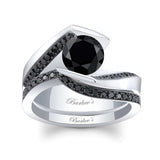 Tension Setting Black Diamond Bridal Set