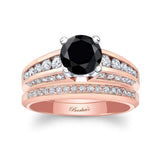 Black And White Diamond Channel Set Wedding Ring Set