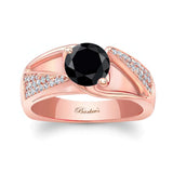 3 Row Black And White Diamond Ring