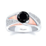 3 Row Black And White Diamond Ring