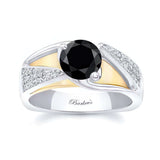 3 Row Black And White Diamond Ring