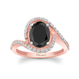 2 Carat Oval Black And White Diamond Ring