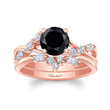 Black And White Diamond Marquise Accent Wedding Set