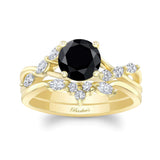 Black And White Diamond Marquise Accent Wedding Set