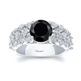 Three Row Black And White Diamond Ring
