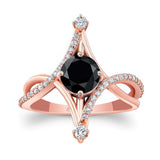 Unusual Round Black And White Diamond Ring