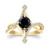 Unusual Round Black And White Diamond Ring