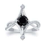 Unusual Round Black And White Diamond Ring