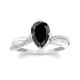 Pear Shaped Black And White Diamond Ring With Twisted Band