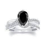 Pear Shaped Black And White Diamond Twist Bridal Set