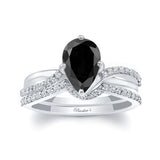 Pear Shaped Black And White Diamond Twist Bridal Set