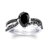 Pear Shaped Black Diamond Twist Bridal Set