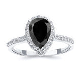 2 Carat Pear Shaped Black And White Diamond Halo Ring