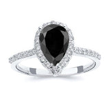 2 Carat Pear Shaped Black And White Diamond Halo Ring