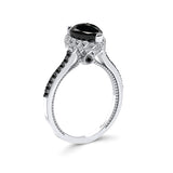 Pear Shaped Black Diamond Halo Ring