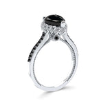 Pear Shaped Black Diamond Halo Ring