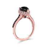 Pear Shaped Black Diamond Halo Ring
