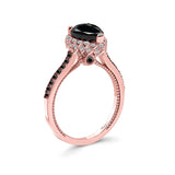 Pear Shaped Black Diamond Halo Ring