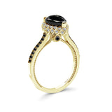 Pear Shaped Black Diamond Halo Ring