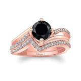 Black And White Diamond Split Shank Wedding Set