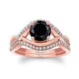 Black And White Diamond Criss Cross Ring Set