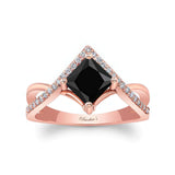 Unique Princess Cut Black And White Diamond Engagement Ring