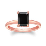 Emerald Cut Black And White Diamond Engagement Ring