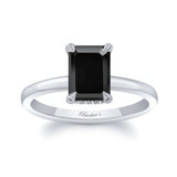 Emerald Cut Black And White Diamond Engagement Ring