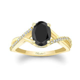 One Carat Oval Black And White Diamond Ring
