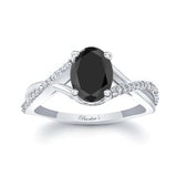 One Carat Oval Black And White Diamond Ring