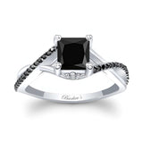 One Carat Princess Cut Black Diamond Ring