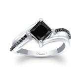Princess Cut Black Diamond Engagement Ring