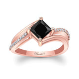 Princess Cut Black And White Diamond Engagement Ring