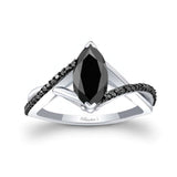 1 Carat Marquise Black Diamond Ring