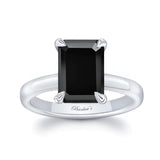 Emerald Cut Black Diamond Solitaire Engagement Ring