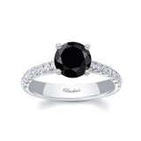 Round Black And White Diamond Engagement Ring