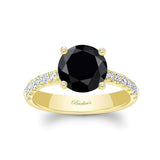 3 Carat Round Black And White Diamond Engagement Ring