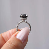 Black And White Diamond Halo Engagement Ring