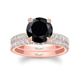 3 Carat Black And White Diamond Halo Wedding Set