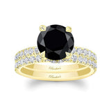 3 Carat Black And White Diamond Halo Wedding Set