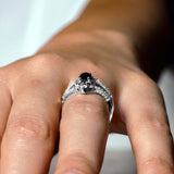 Marquise Cut Black Diamond Wedding Set With 2 White Diamond Bands