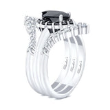 Marquise Cut Black Diamond Wedding Set With 2 White Diamond Bands