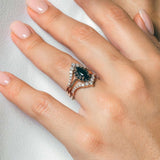 Marquise Cut Black Diamond Wedding Set With 2 White Diamond Bands