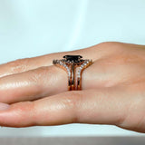 Marquise Cut Black Diamond Wedding Set With 2 White Diamond Bands