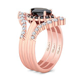 Marquise Cut Black Diamond Wedding Set With 2 White Diamond Bands