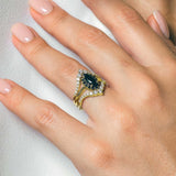 Marquise Cut Black Diamond Wedding Set With 2 White Diamond Bands