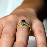 Marquise Cut Black Diamond Wedding Set With 2 White Diamond Bands