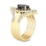 Marquise Cut Black Diamond Wedding Set With 2 White Diamond Bands