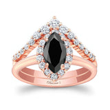 Marquise Cut Black And White Diamond Wedding Set